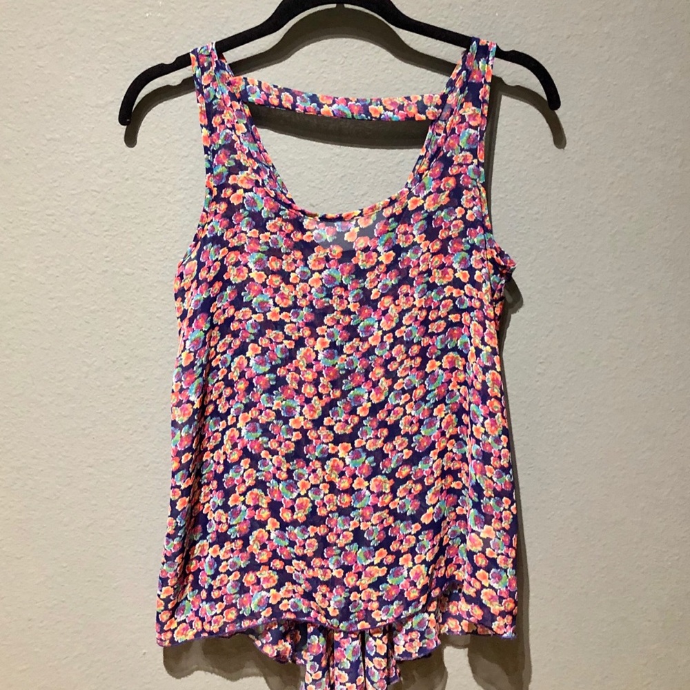 Soprano Sheer Floral Tank Top